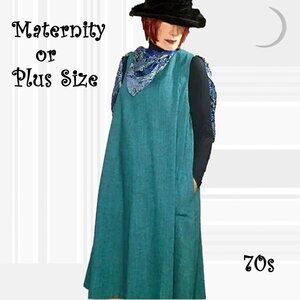 Plus Size Jumper Dress & Scarf, Pockets, Fall Winter, Vintage Maternity too
